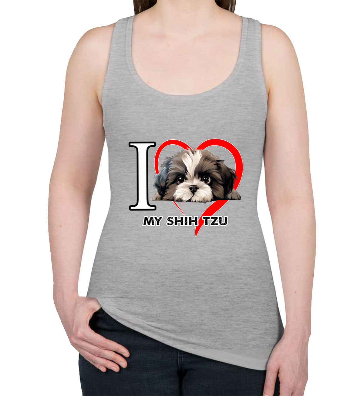 I Love My Shihtzu Dog Women's Racerback Tank Top