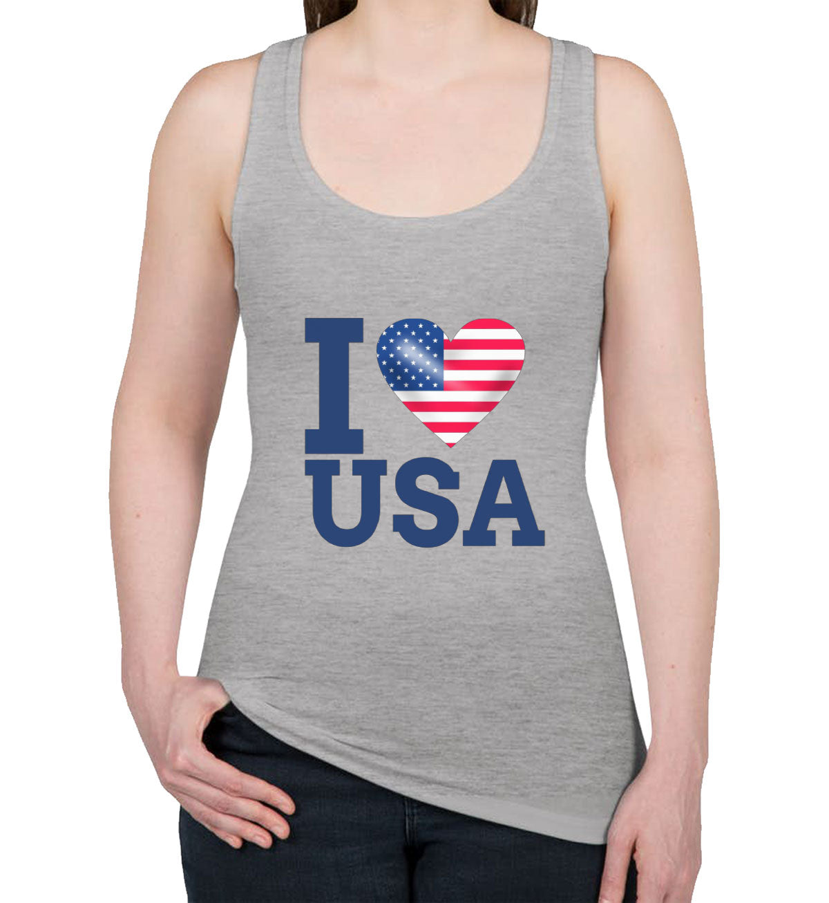 I Love USA Women's Racerback Tank Top