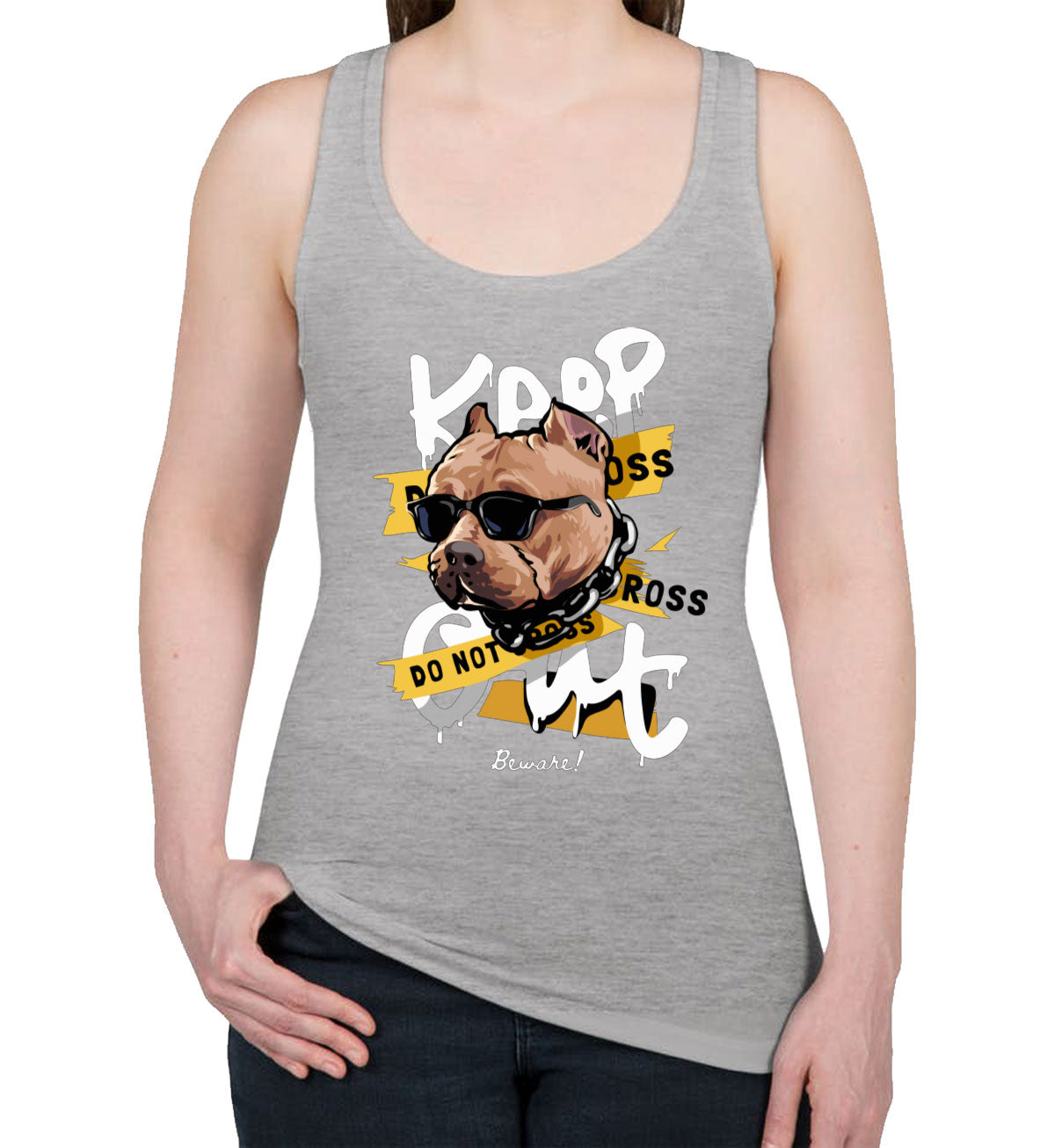 Keep Out Pitbull Dog Women's Racerback Tank Top