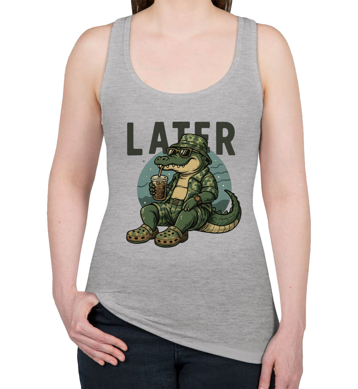 Camo Alligator Hunting Women's Racerback Tank Top