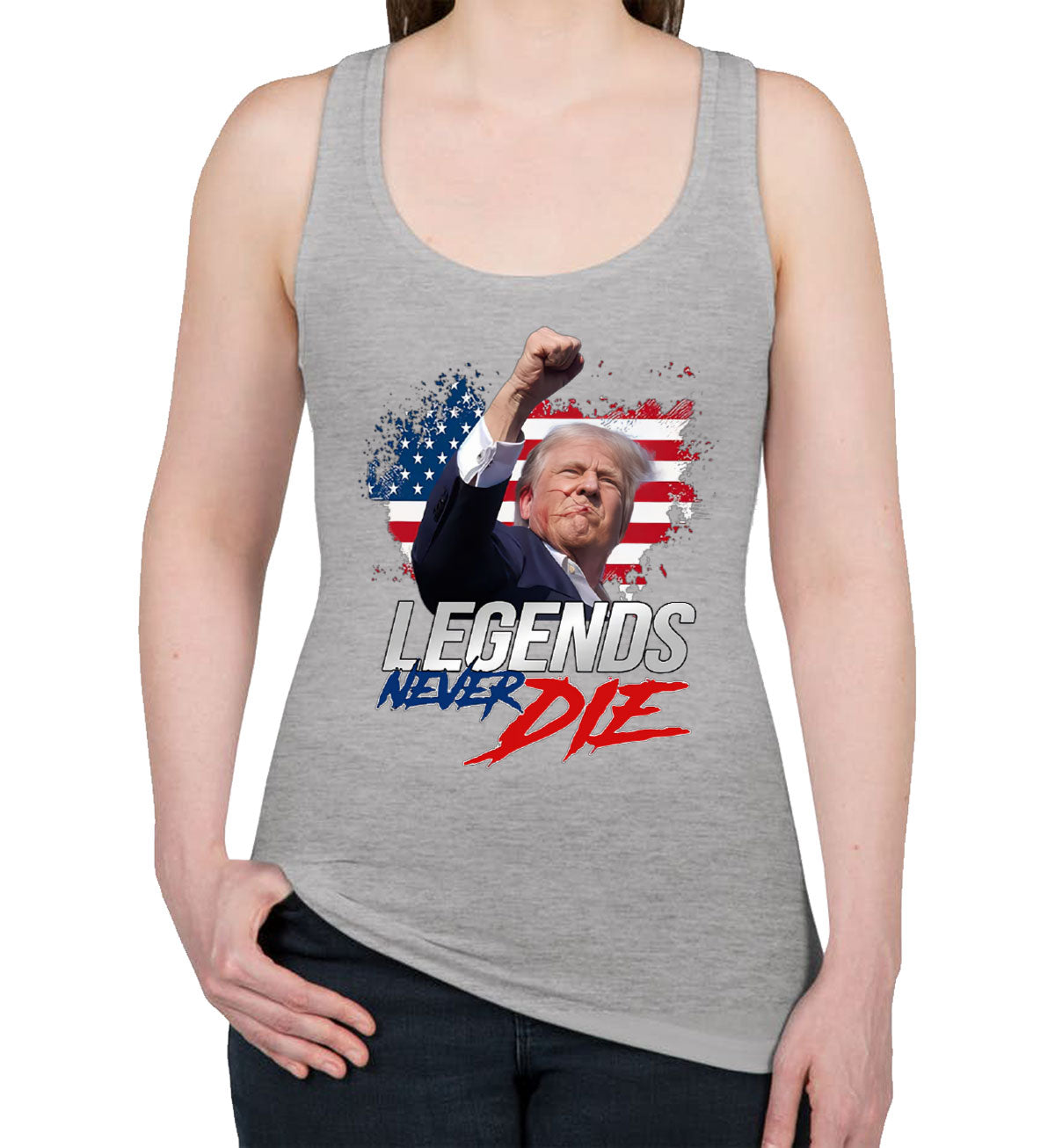 Legends Never Die Trump Women's Racerback Tank Top