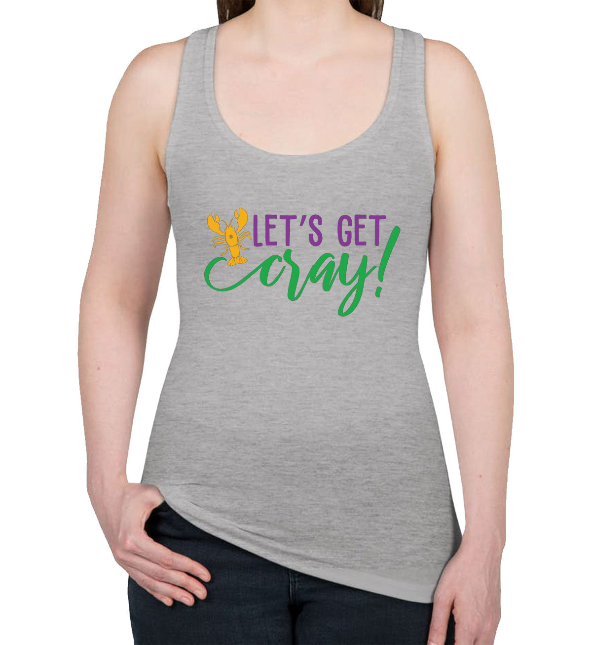 Let's Get Cray Mardi Gras Women's Racerback Tank Top