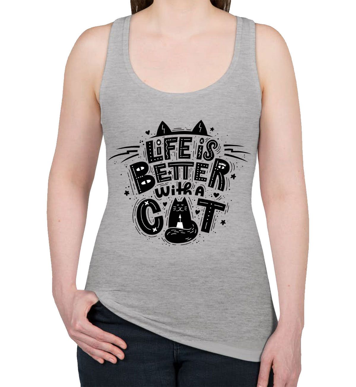 Life Is Better Wit A Cat Women's Racerback Tank Top