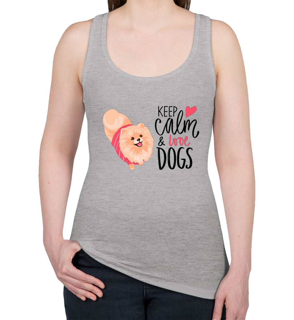 Keep Calm And Love Dogs Women's Racerback Tank Top