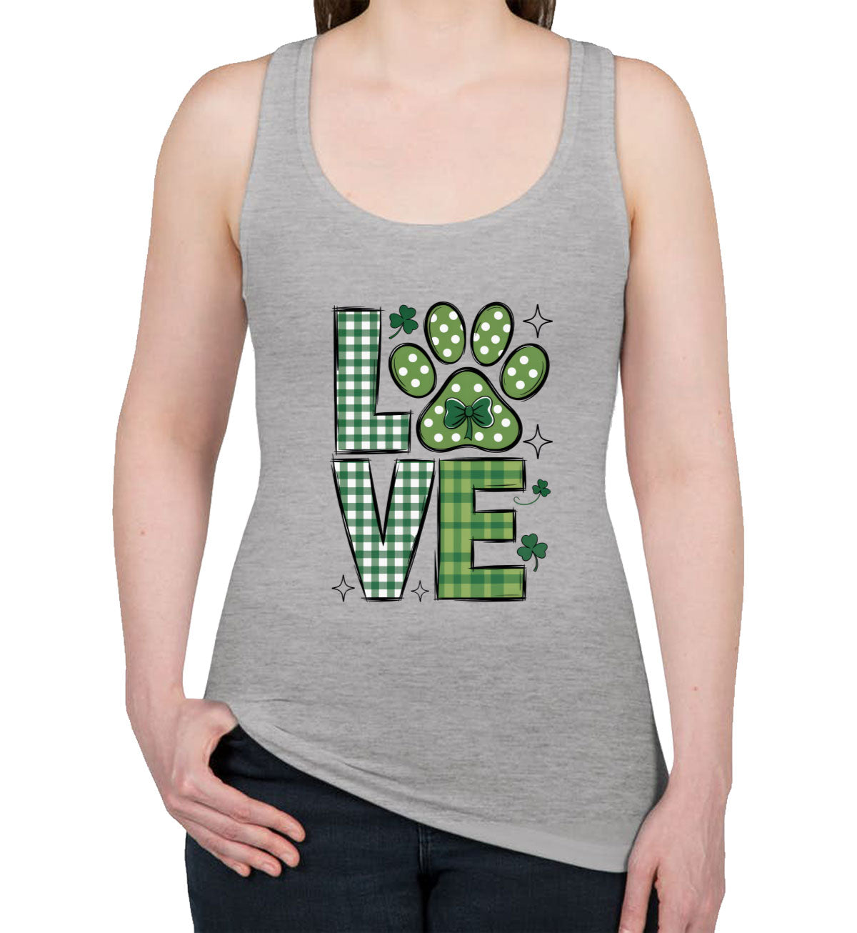 Love Lucky Dog St. Patrick's Day Women's Racerback Tank Top