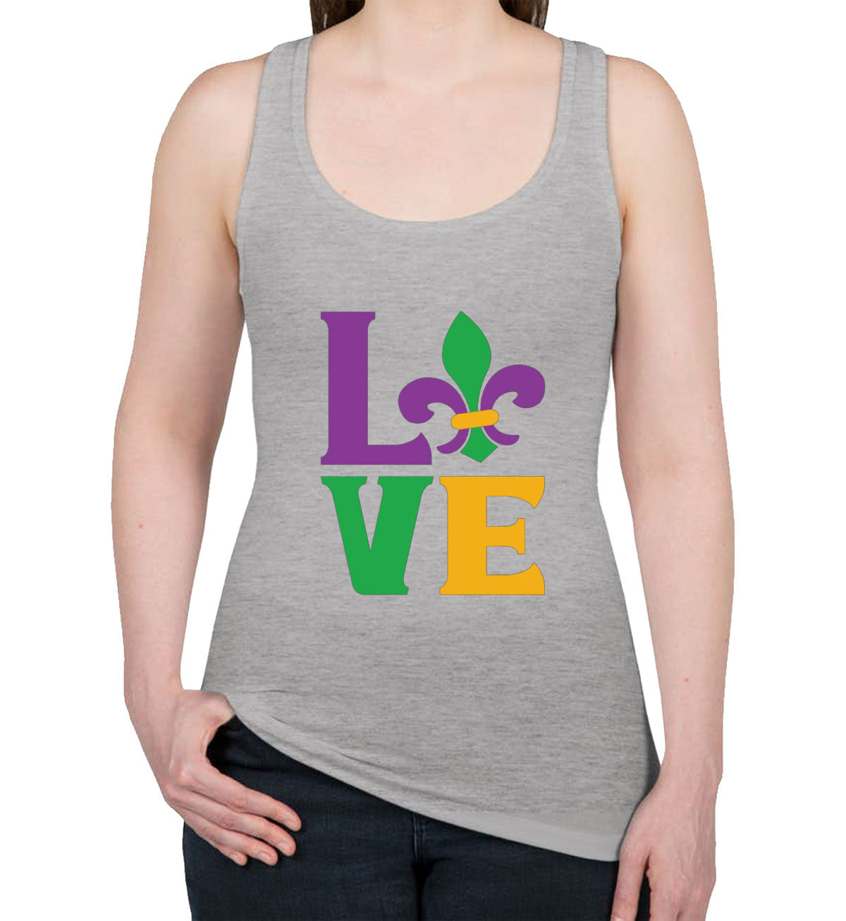 Love Mardi Gras Women's Racerback Tank Top