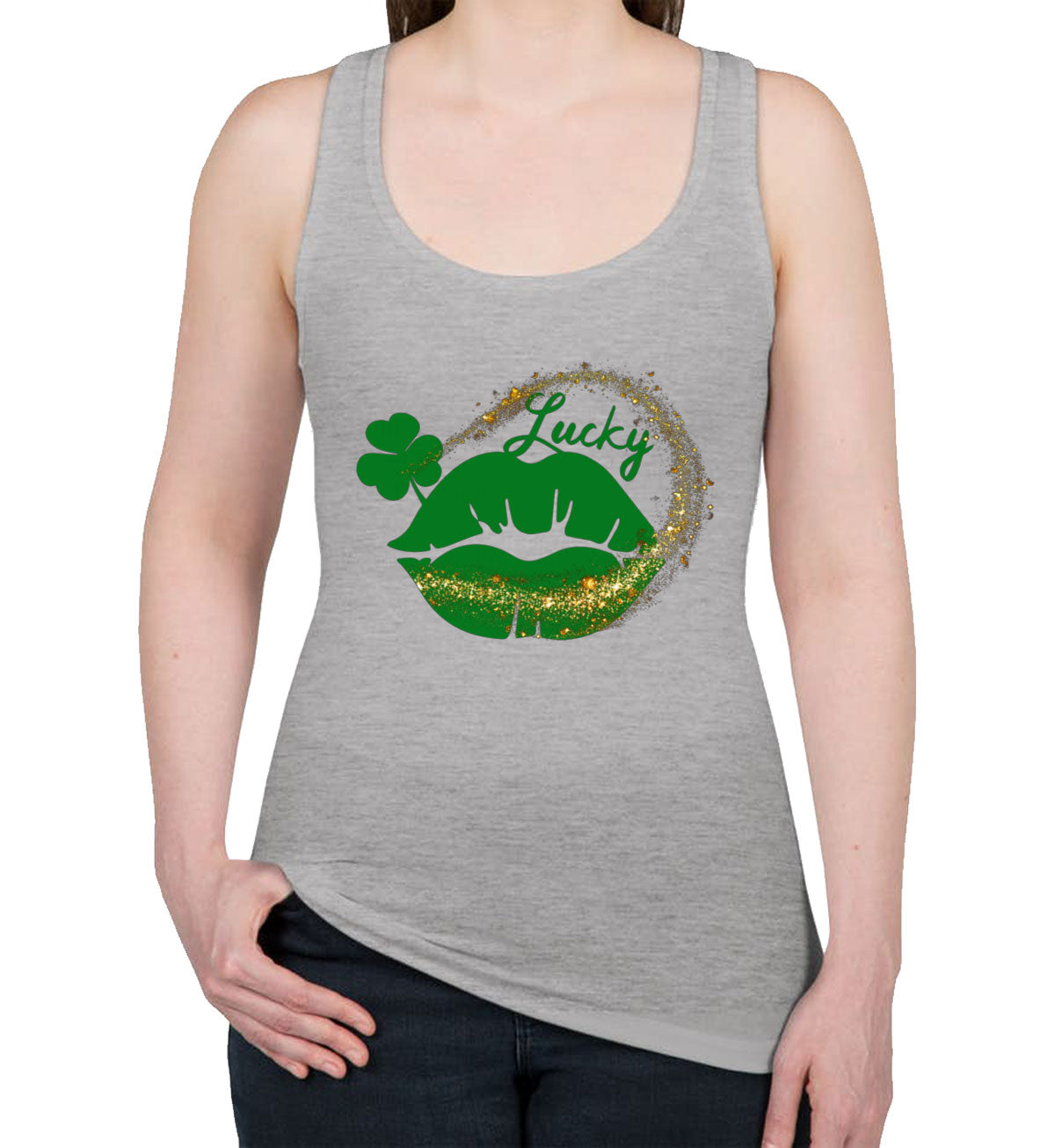 Lucky Lips St. Patrick's Day Women's Racerback Tank Top