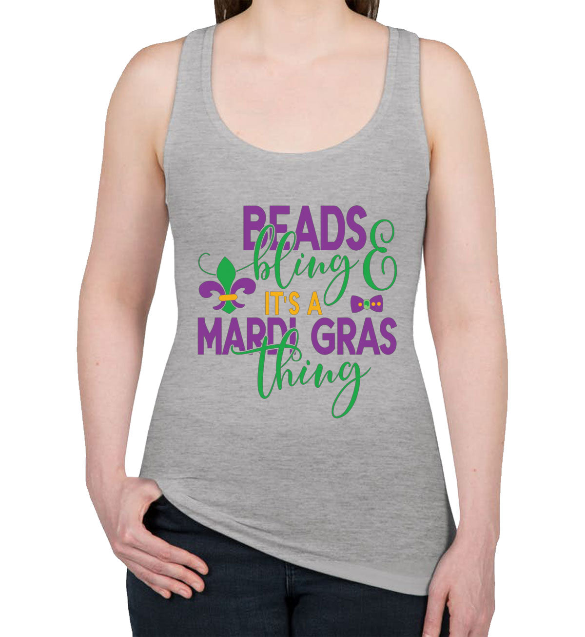 Beads And Bling It's A Mardi Gras Thing Women's Racerback Tank Top