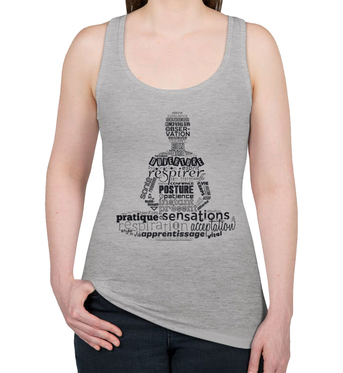 Meditation Yoga Reiki Text Women's Racerback Tank Top