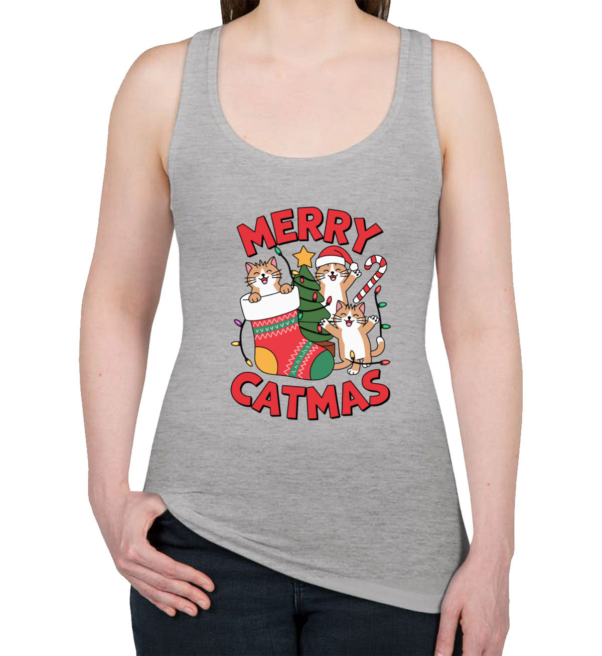 Merry Catmas Women's Racerback Tank Top