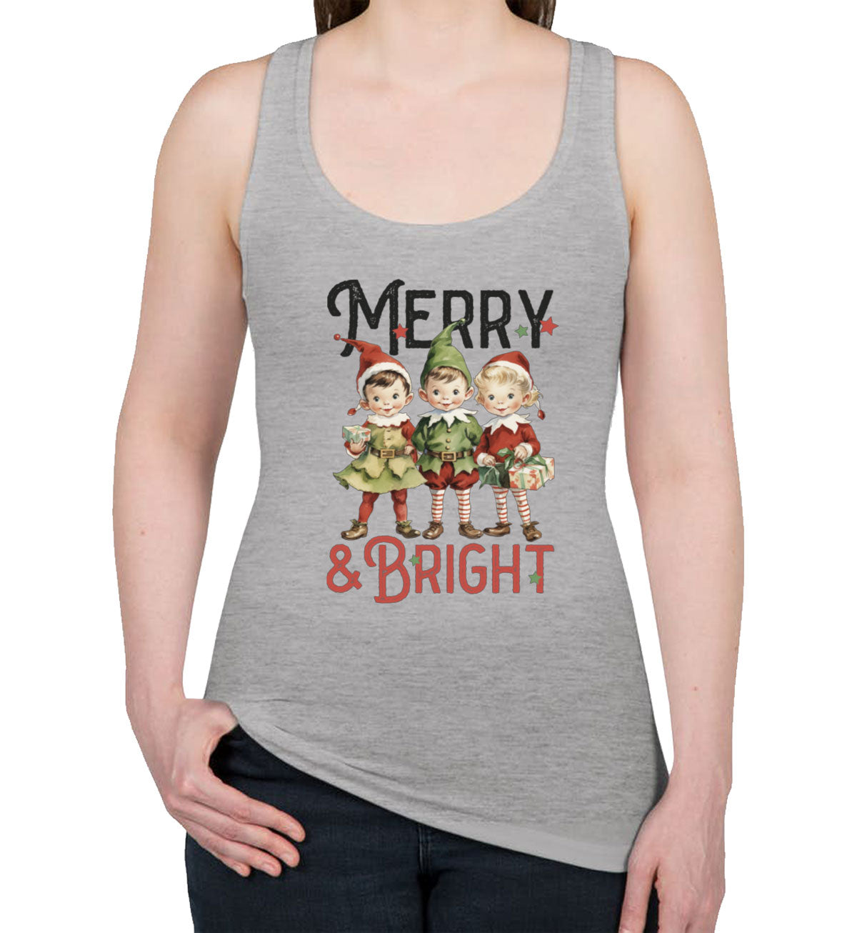 Merry And Bright Christmas Women's Racerback Tank Top