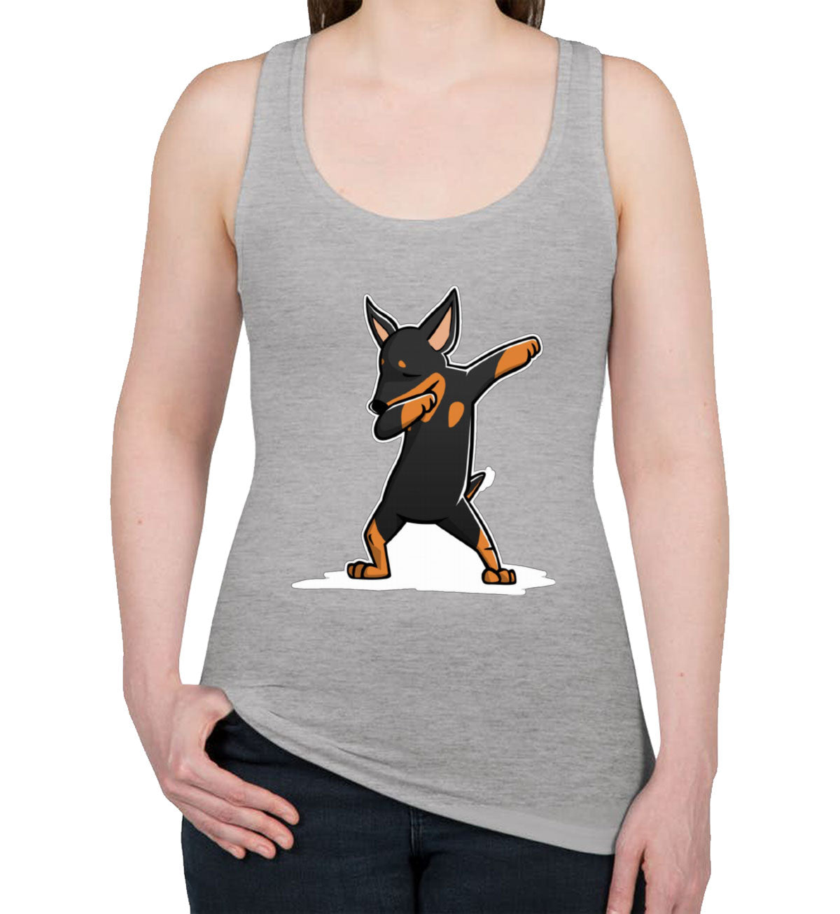 Dabbing Miniature Pinscher Dog Women's Racerback Tank Top