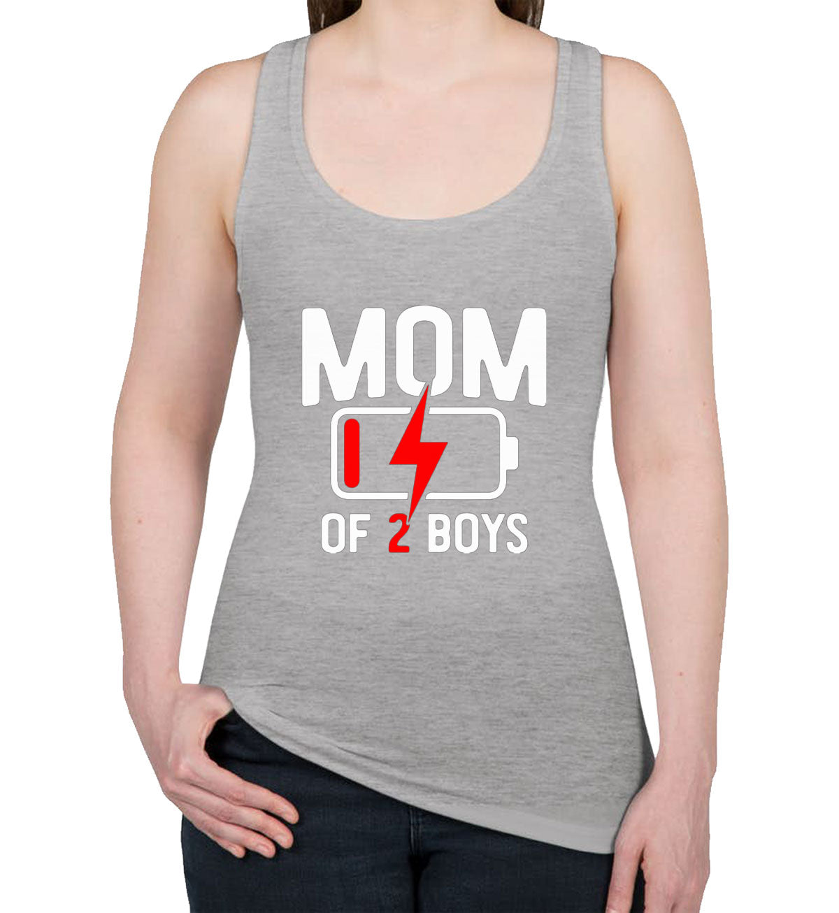 Mom Of 2 Boys Mother's Day Women's Racerback Tank Top