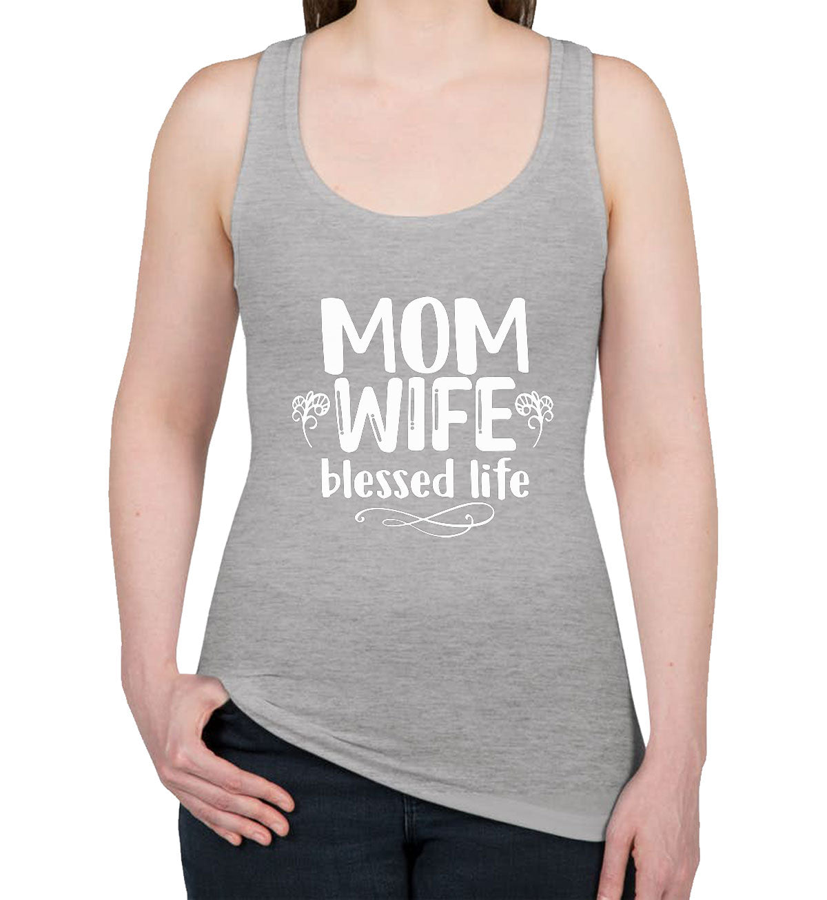 Mom Wife Blessed Life Women's Racerback Tank Top