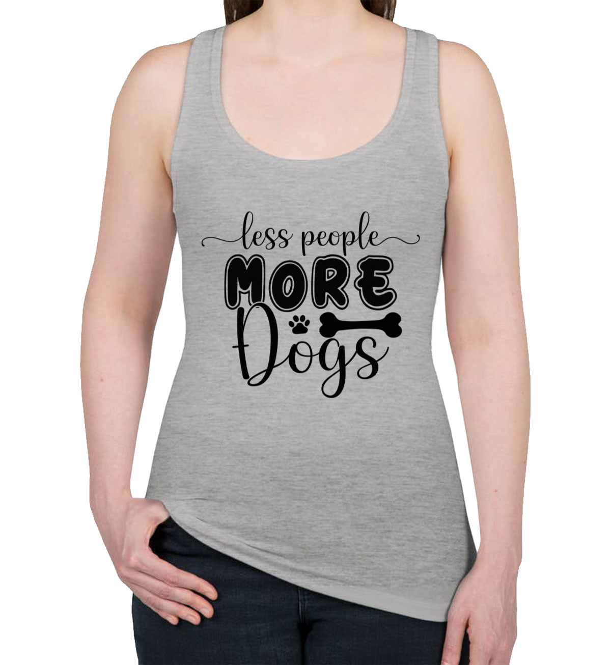 Less People More Dogs Women's Racerback Tank Top