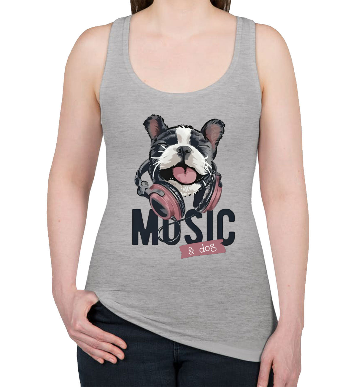 Music And Dog Women's Racerback Tank Top