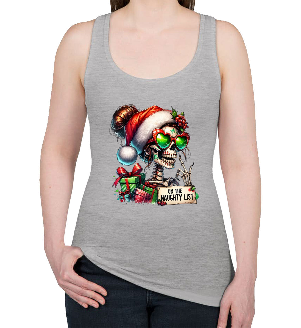 On The Naughty List Christmas Women's Racerback Tank Top