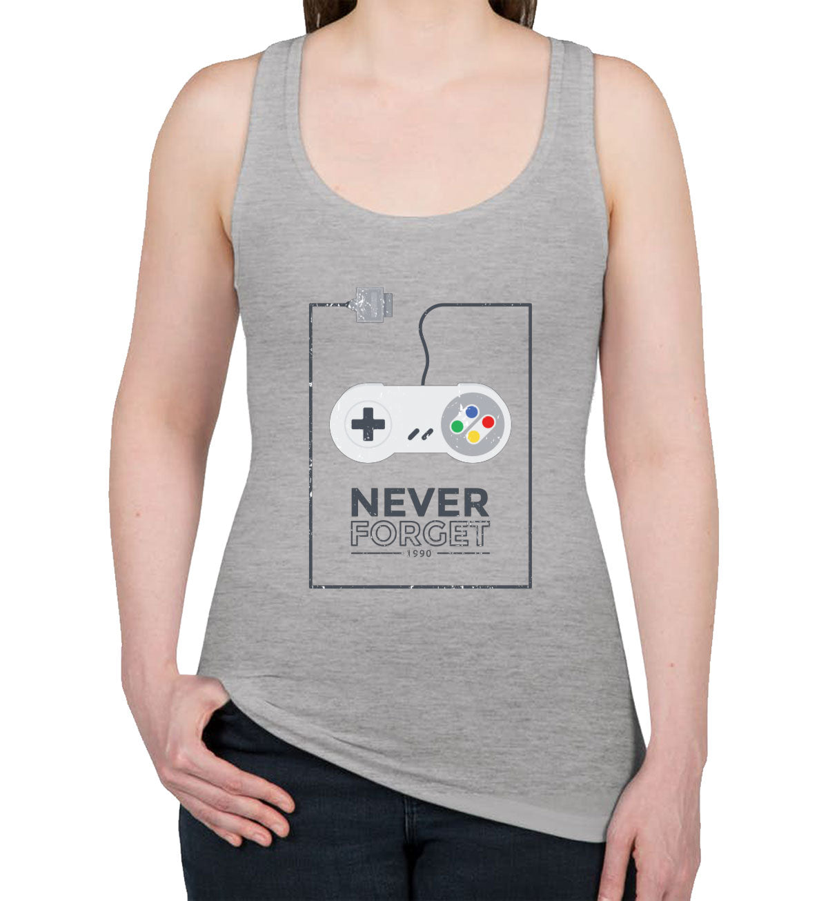 Never Forget Retro Gaming Console Women's Racerback Tank Top