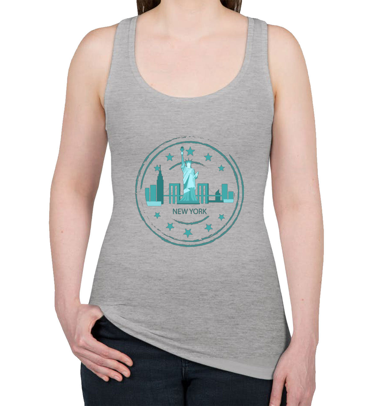 New York Stamp Women's Racerback Tank Top