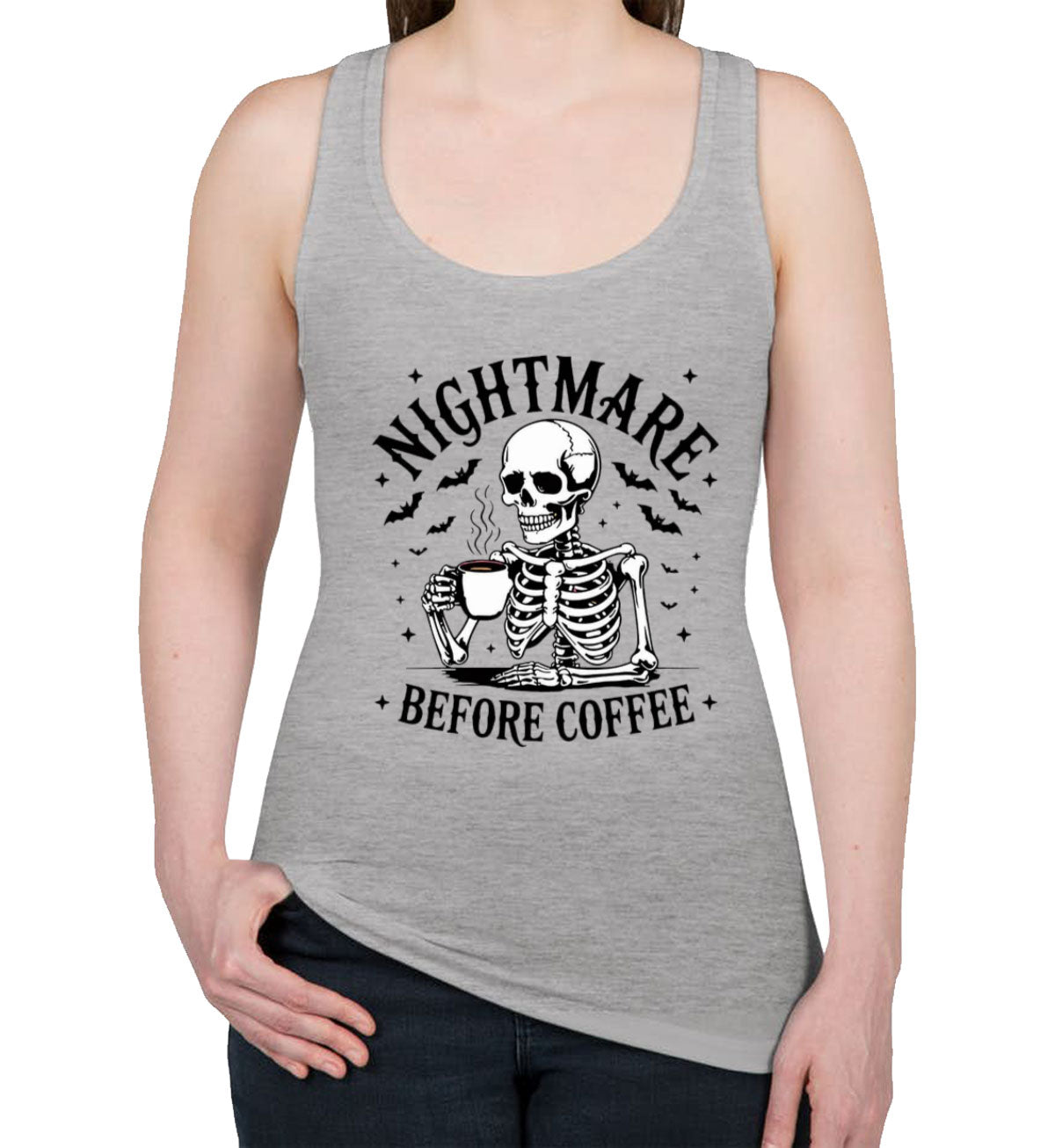 Nightmare Before Coffee Halloween Women's Racerback Tank Top