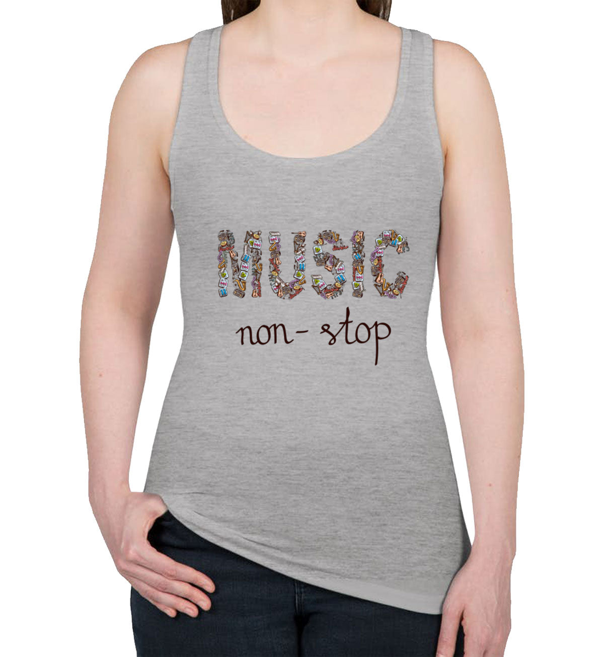 Music Non-Stop Women's Racerback Tank Top