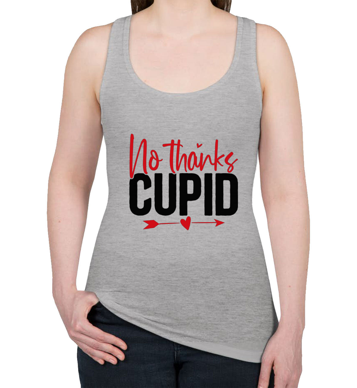 No Thanks Cupid Valentine's Day Women's Racerback Tank Top