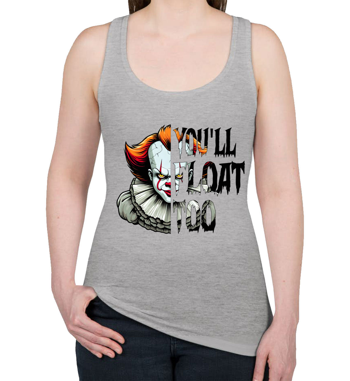 You'll Float Too Pennywise Halloween Women's Racerback Tank Top