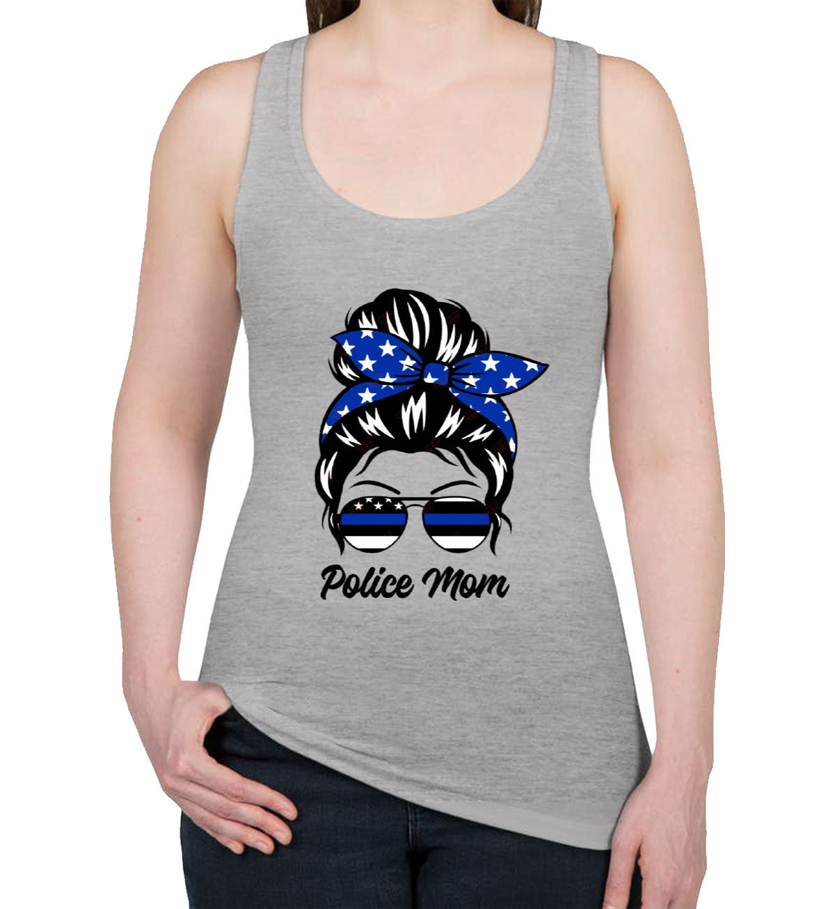 Police Mom Mother's Day Women's Racerback Tank Top