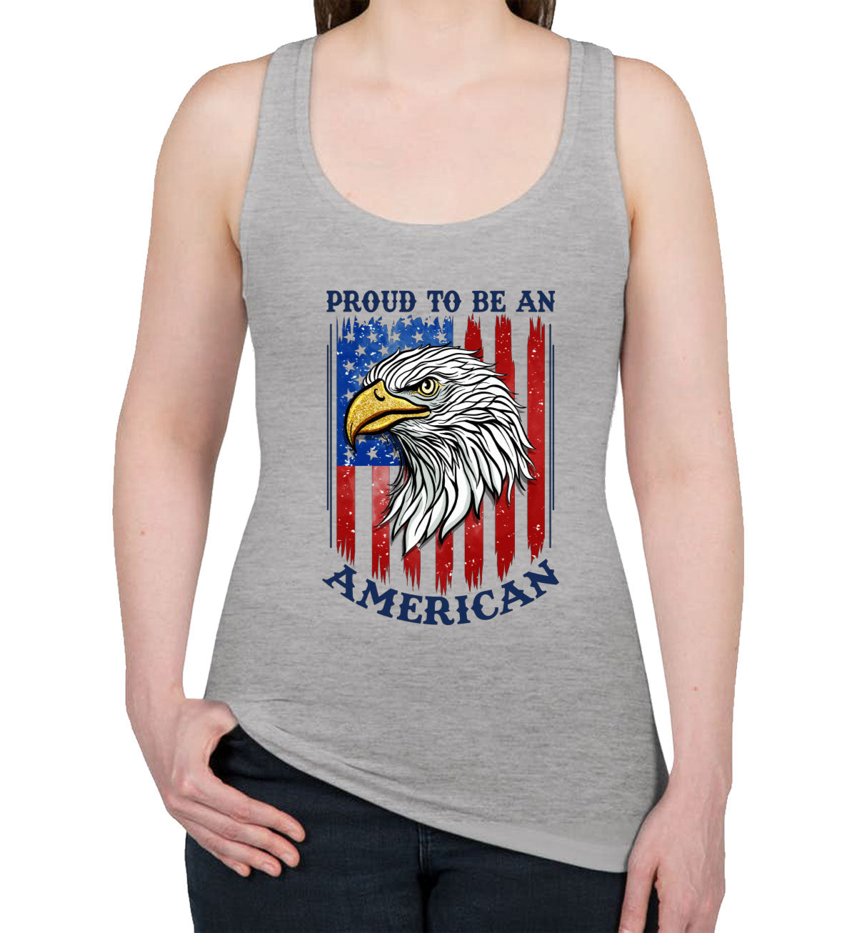 Proud To Be An American Patriotic Women's Racerback Tank Top