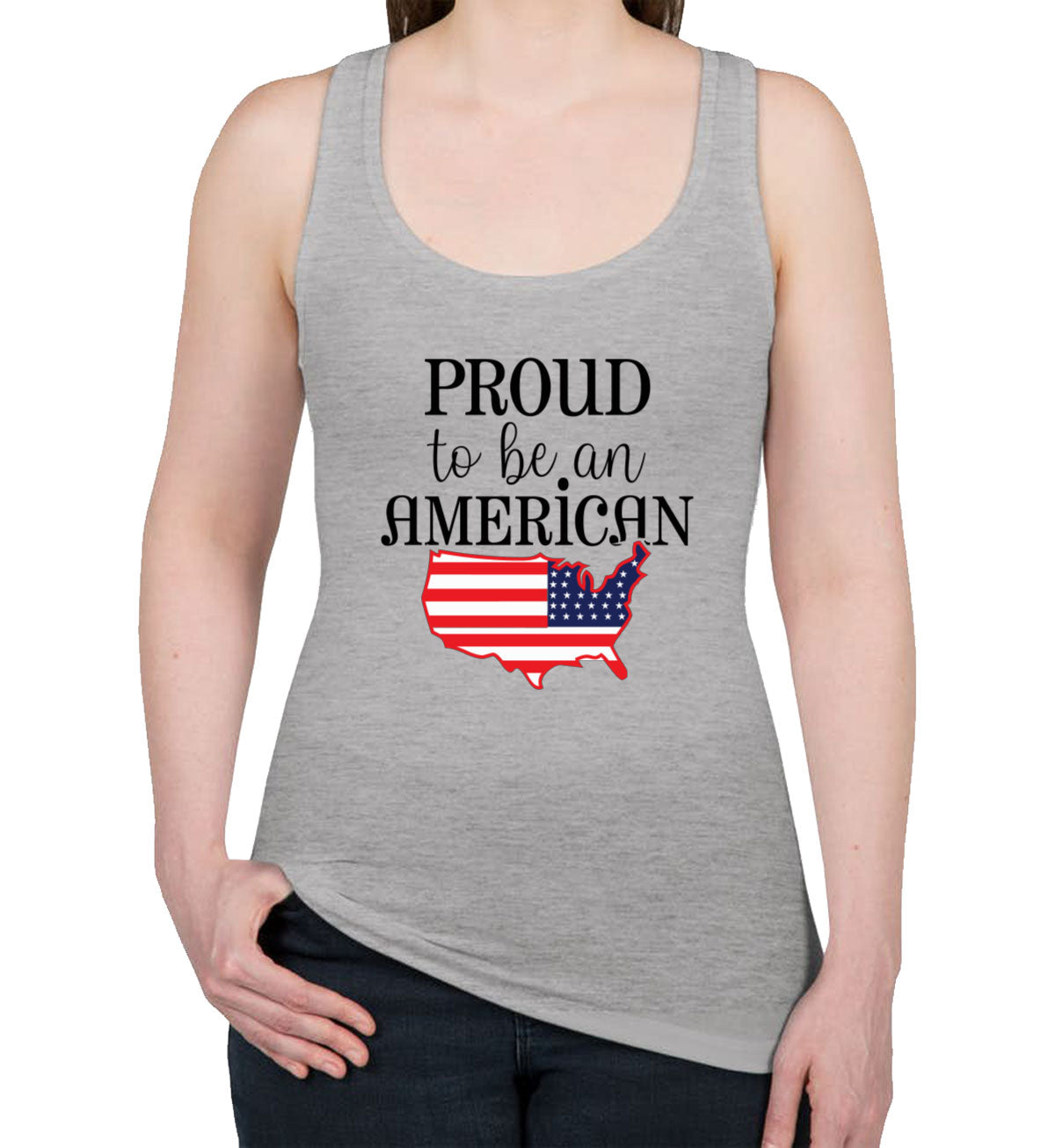 Proud To Be An American Patriotic Women's Racerback Tank Top