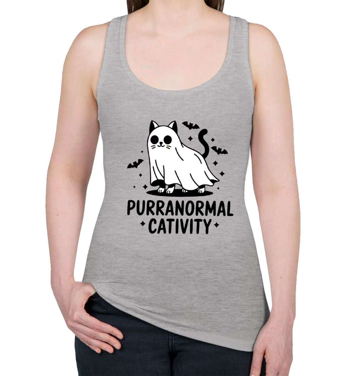 Purranormal Cativity Halloween Women's Racerback Tank Top