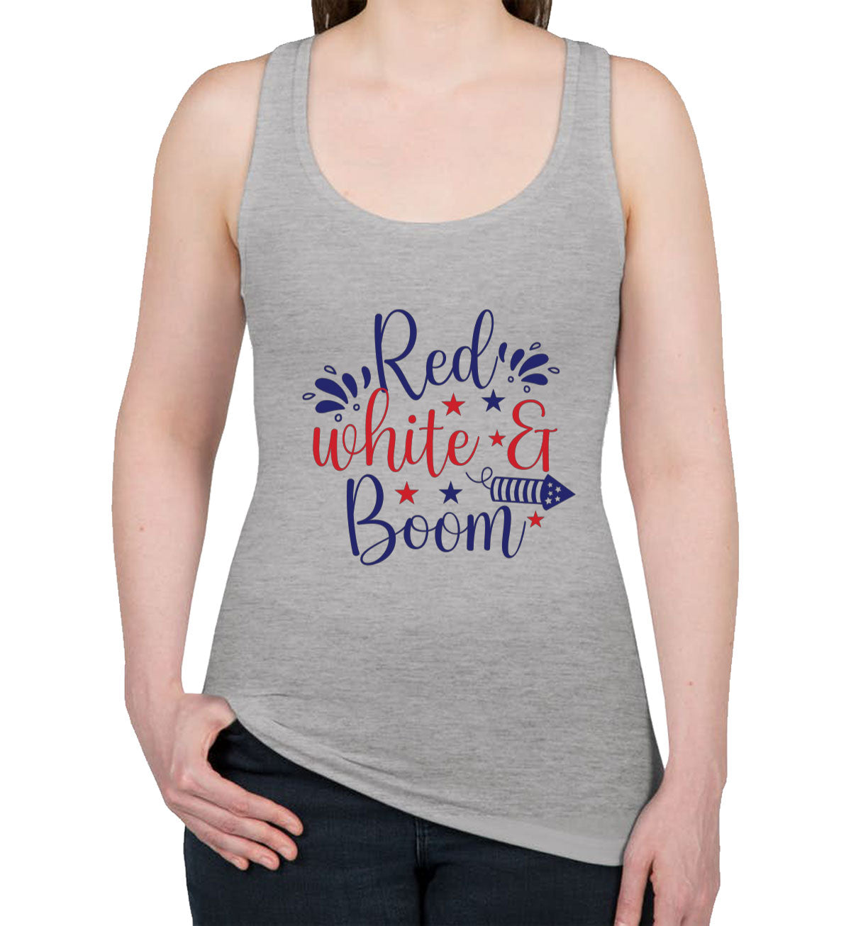 Red White And Boom Patriotic Women's Racerback Tank Top