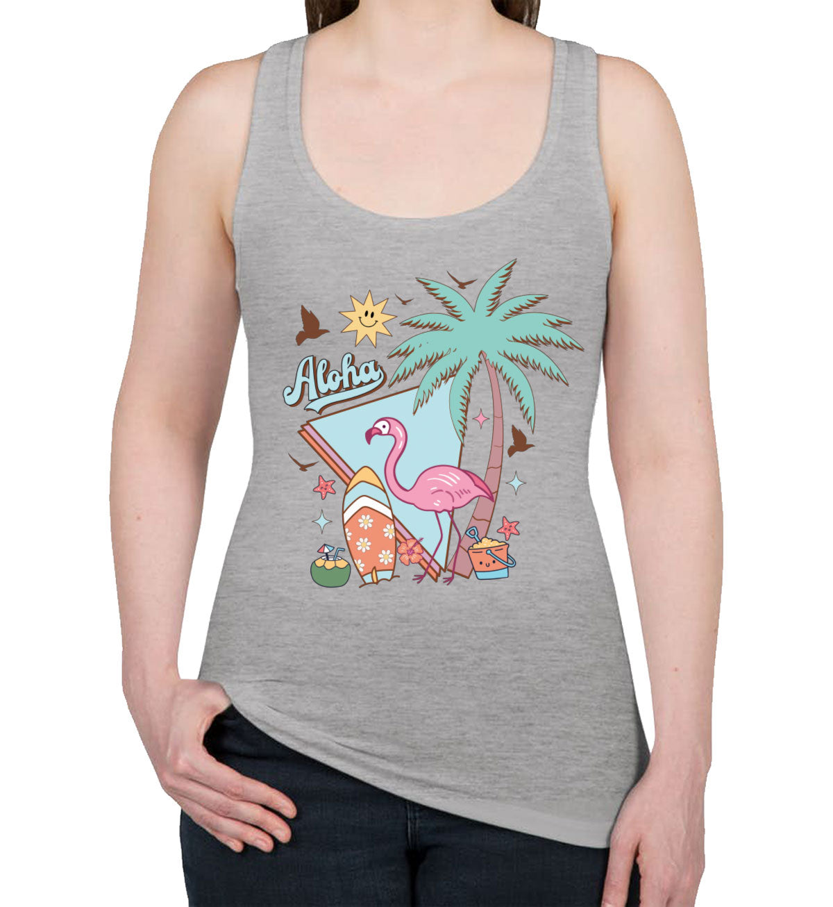 Aloha Retro Summer Women's Racerback Tank Top