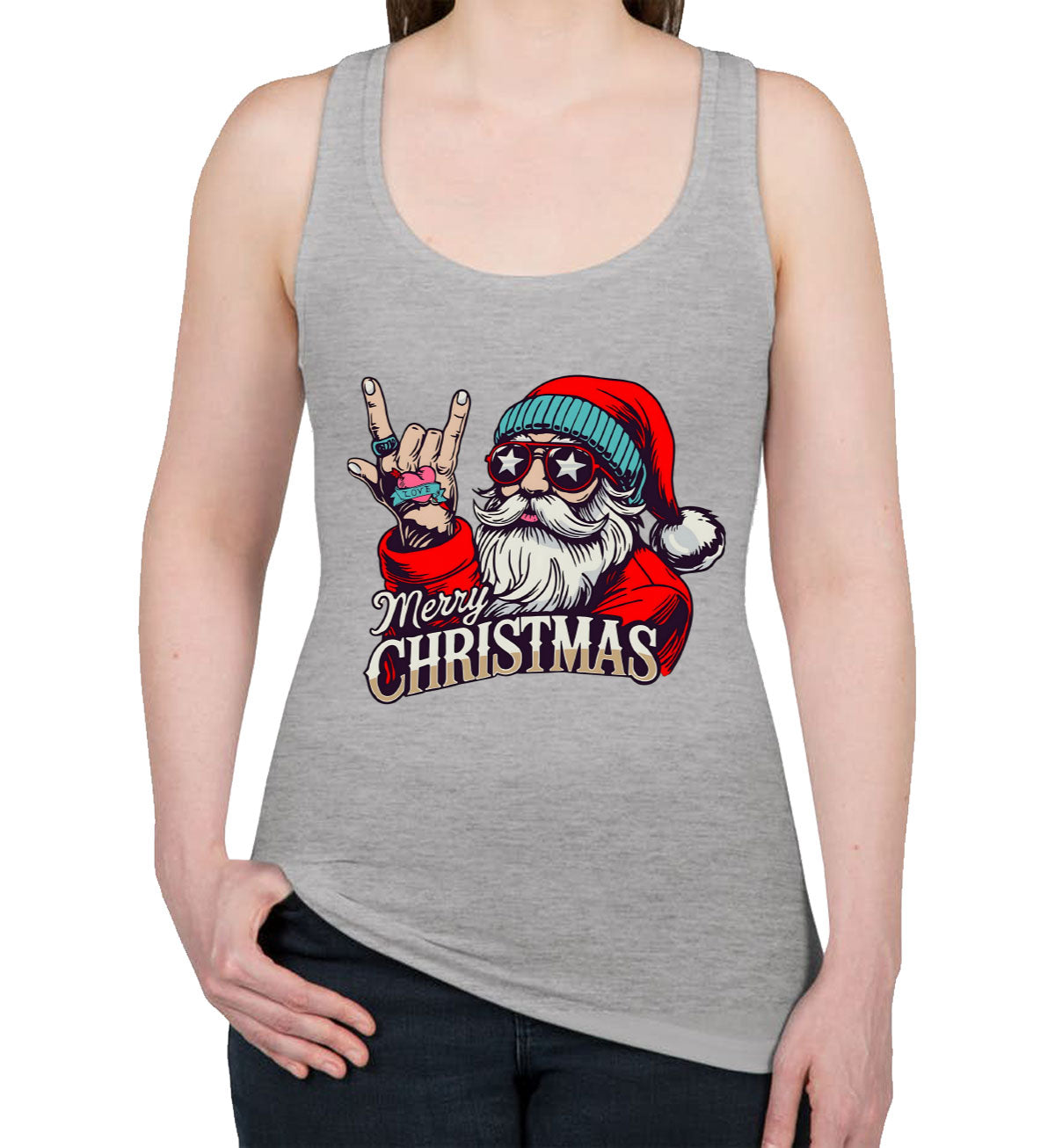 Riock Santa Claus Christmas Women's Racerback Tank Top