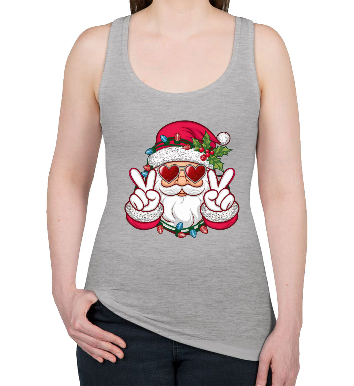 Cool Santa Claus Christmas Women's Racerback Tank Top