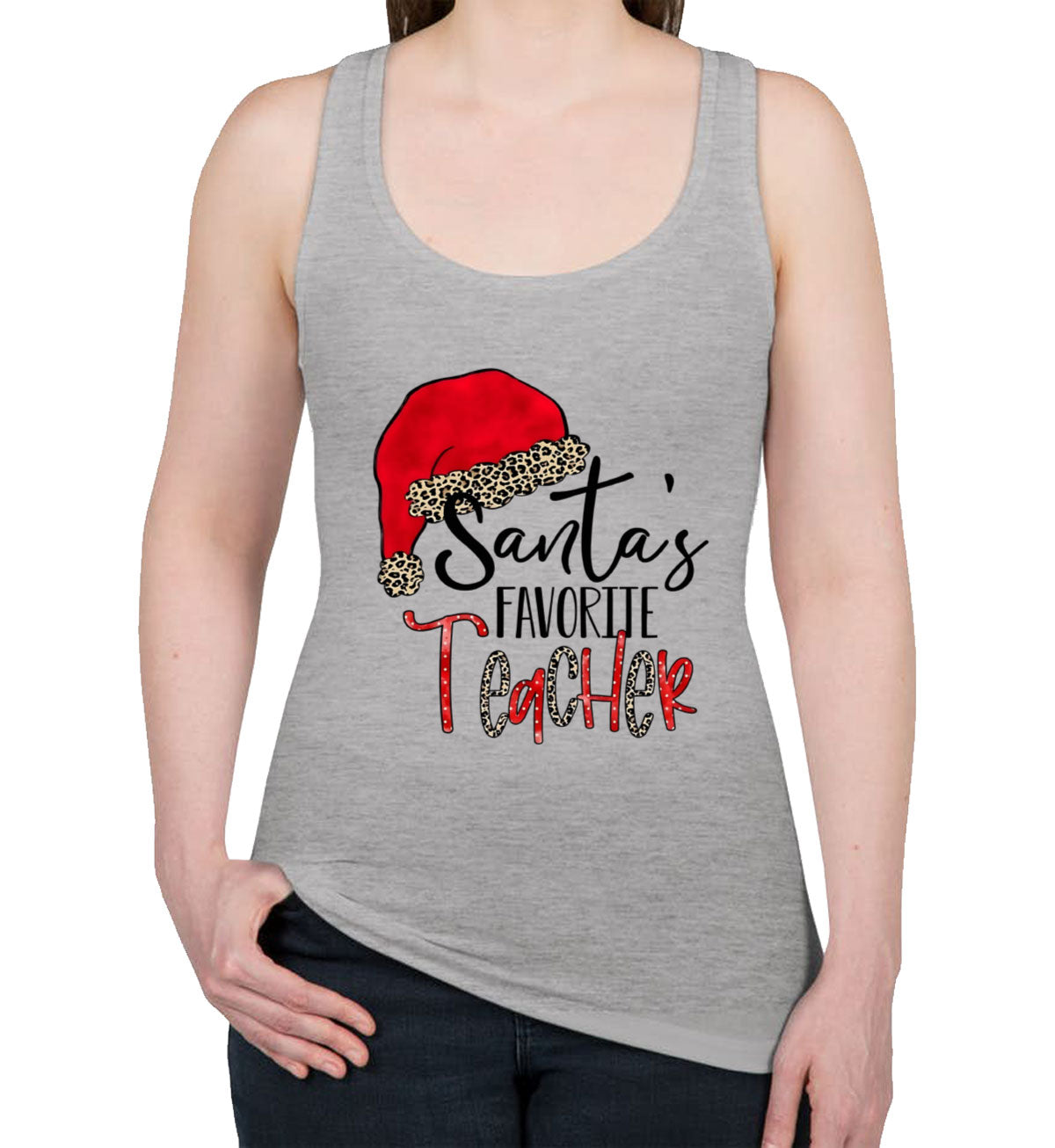 Santa's Favorite Teacher Women's Racerback Tank Top