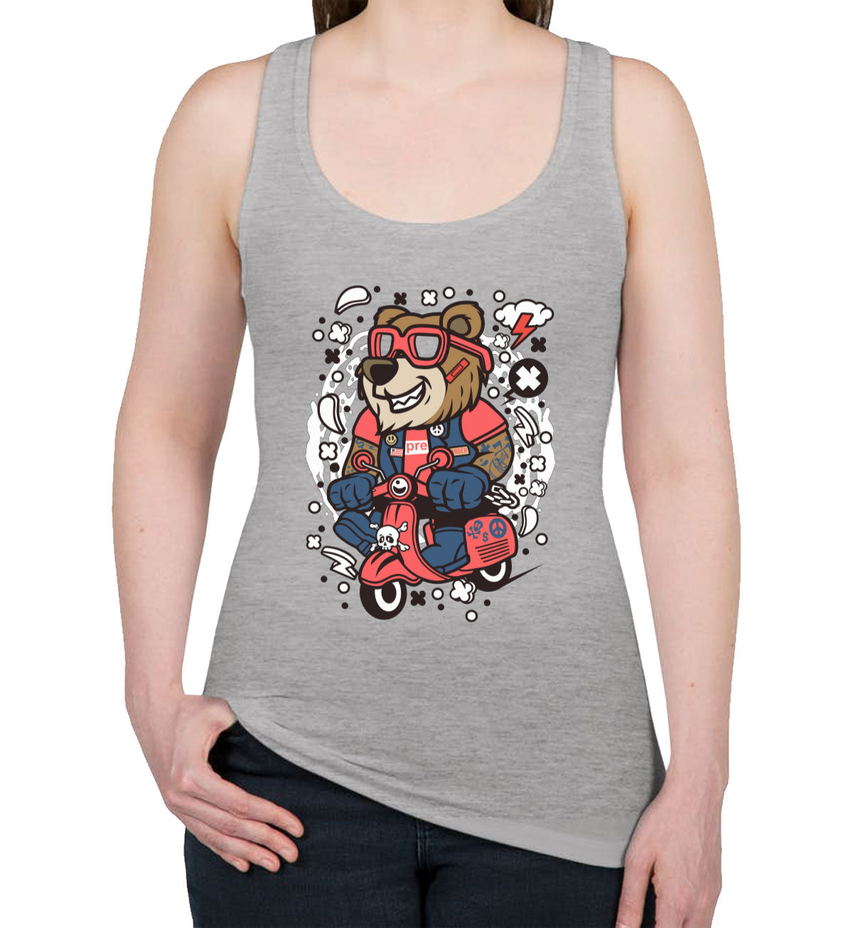 Scooter Bear Women's Racerback Tank Top