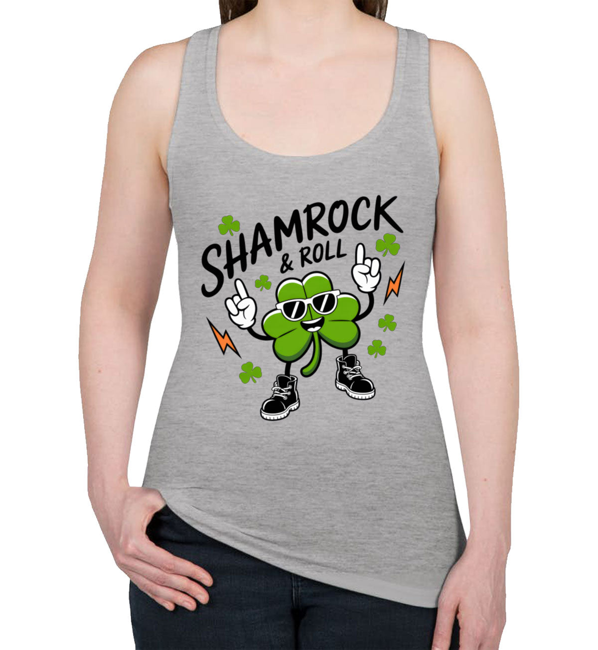 Shamrock And Roll St. Patrick's Day Women's Racerback Tank Top
