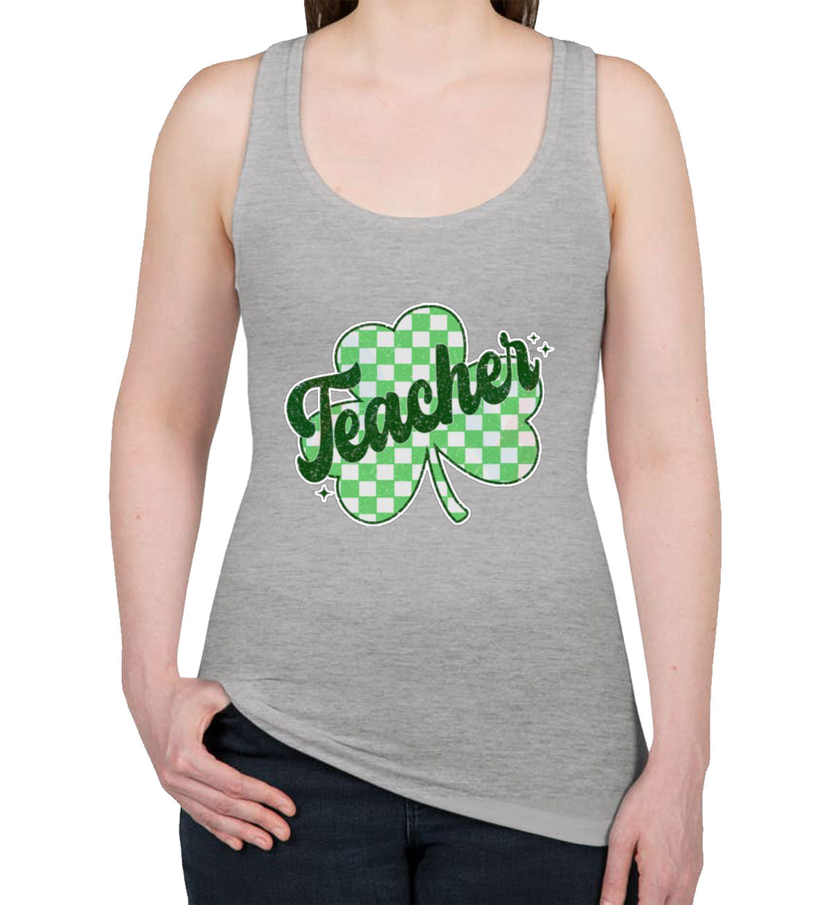 Shamrock Teacher St. Patrick's Day Women's Racerback Tank Top