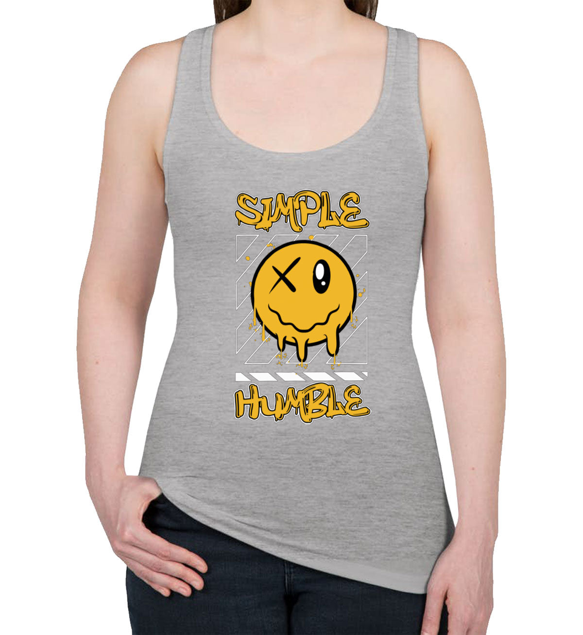 Simple Humble Emoji Face Women's Racerback Tank Top