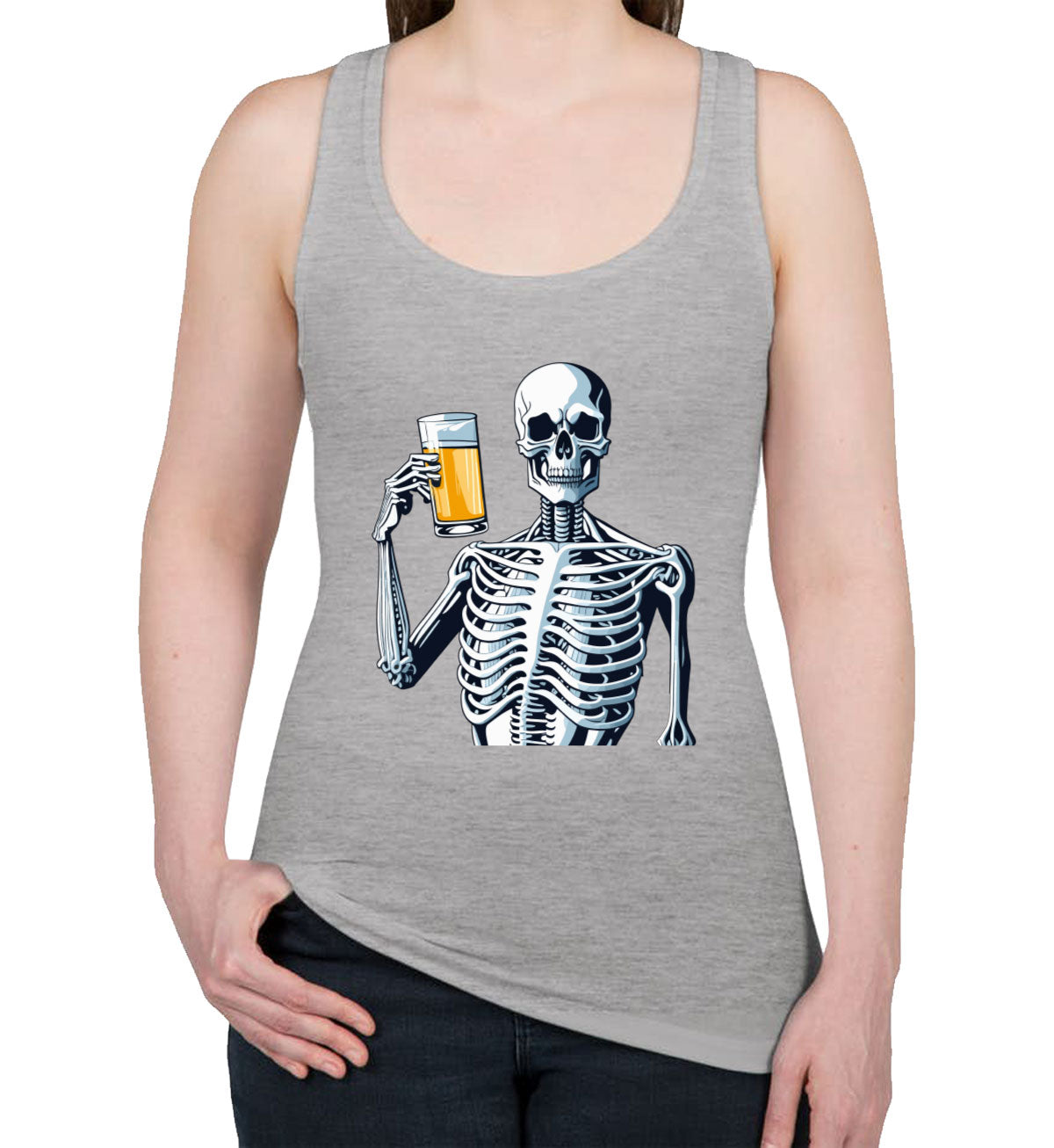 Skeleton Beer Women's Racerback Tank Top