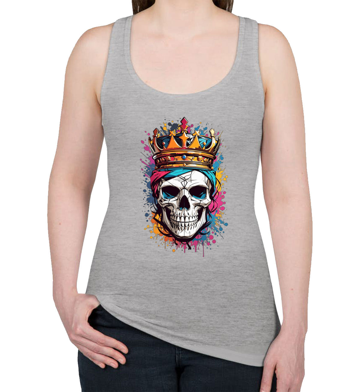 Colorful Skull Women's Racerback Tank Top