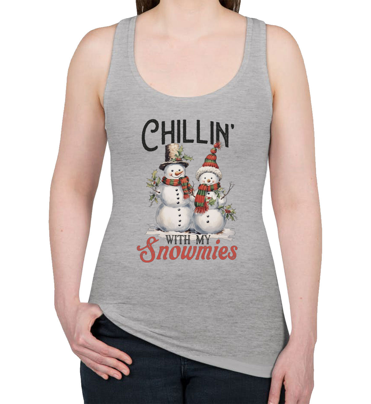 Chillin' With My Snowmies Christmas Women's Racerback Tank Top