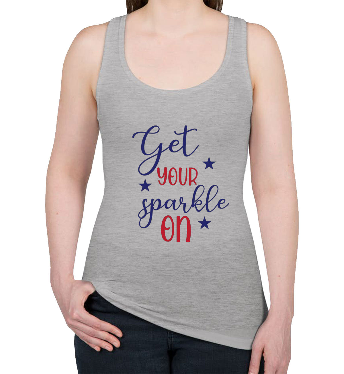 Get Your Sparkle On Patriotic Women's Racerback Tank Top