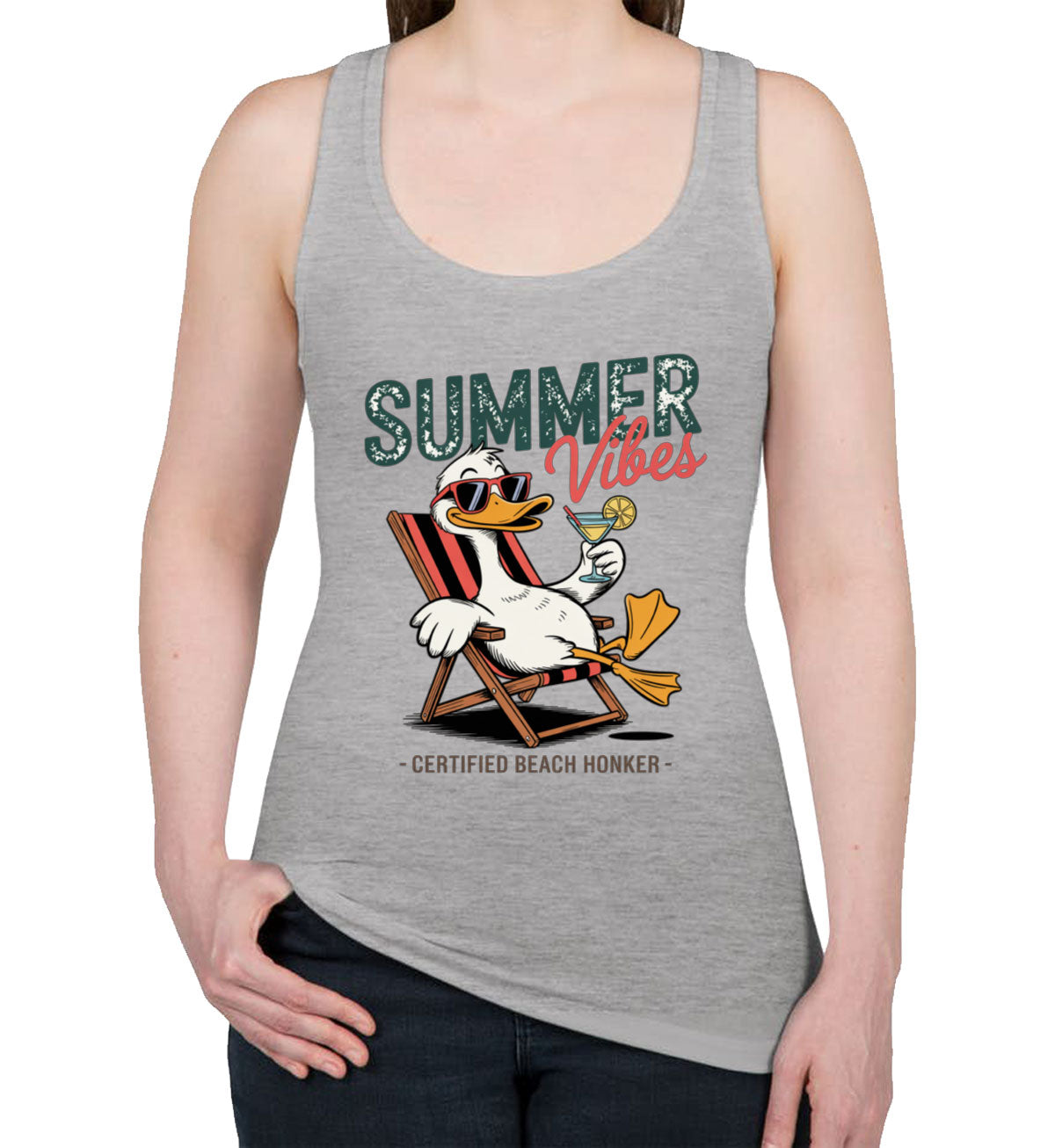 Summer Vibes Funny Duck Women's Racerback Tank Top