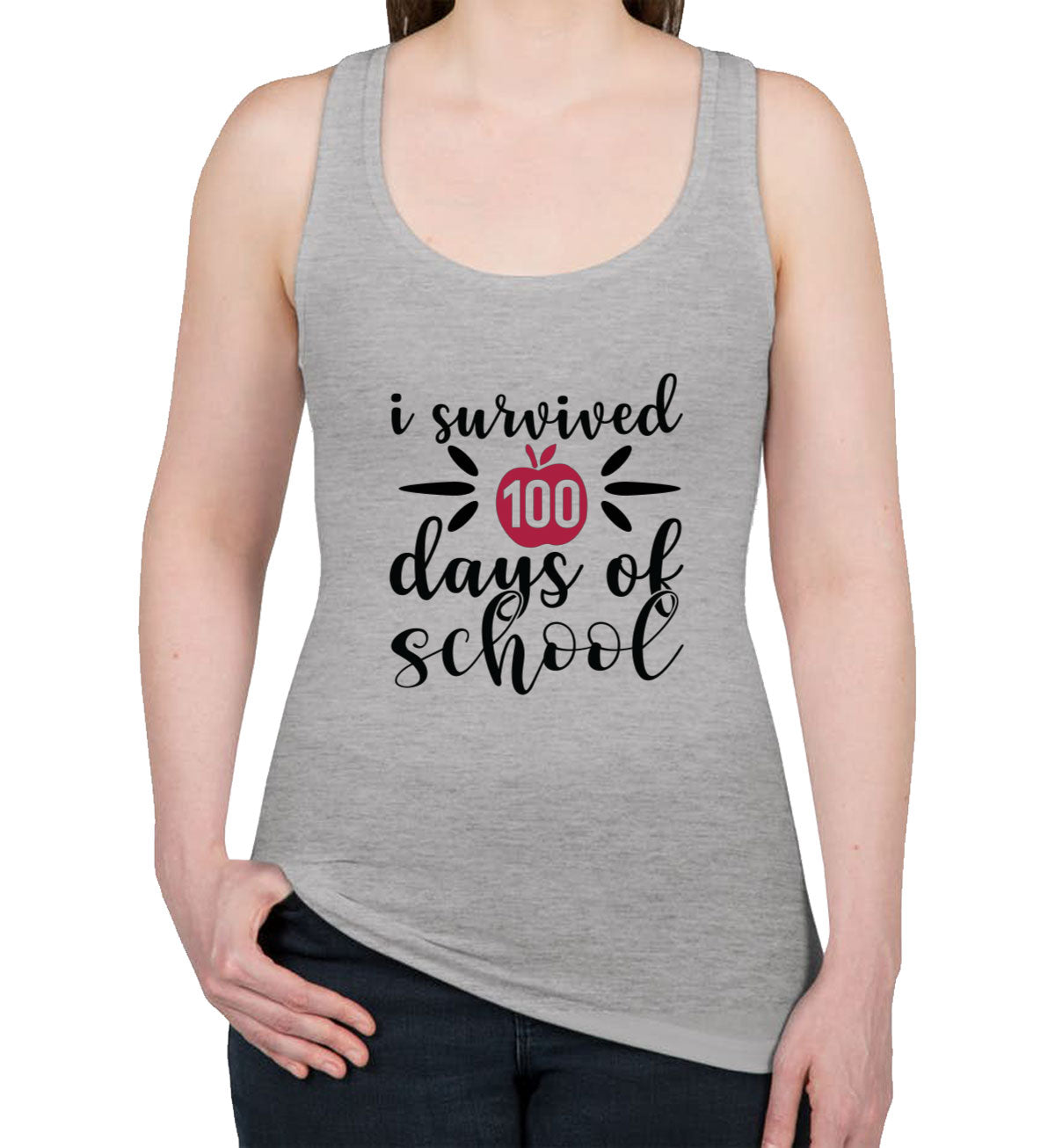 I Survived 100 Days Of School Teacher Women's Racerback Tank Top