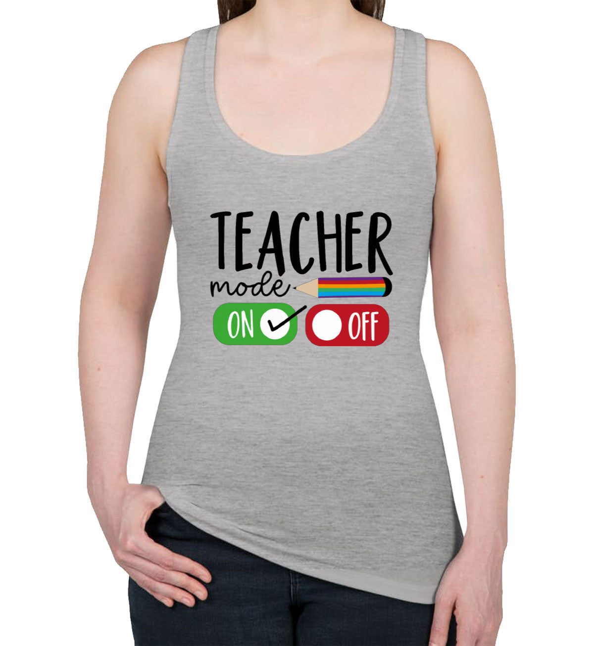Teacher Mode On Women's Racerback Tank Top