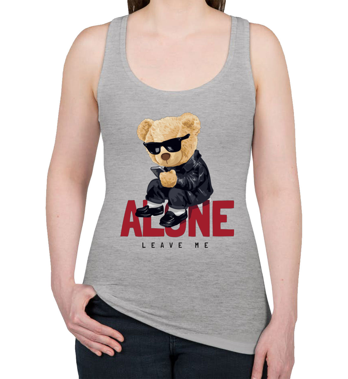 Teddy Bear Leave Me Alone Women's Racerback Tank Top