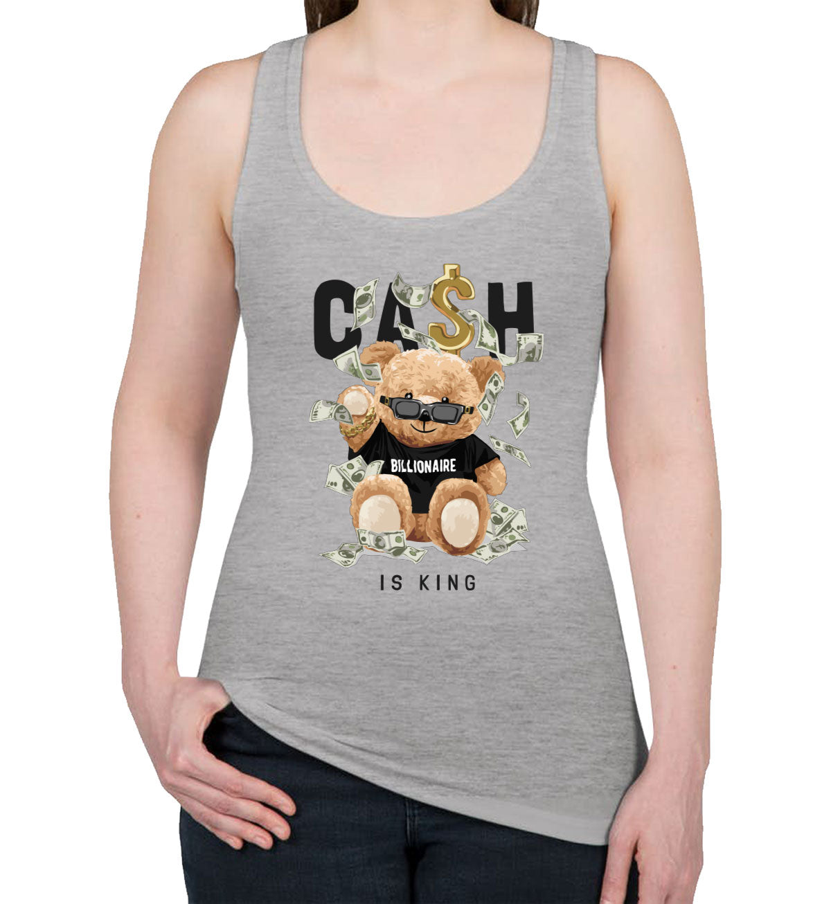 Teddy Bear Cash Billionaire Women's Racerback Tank Top