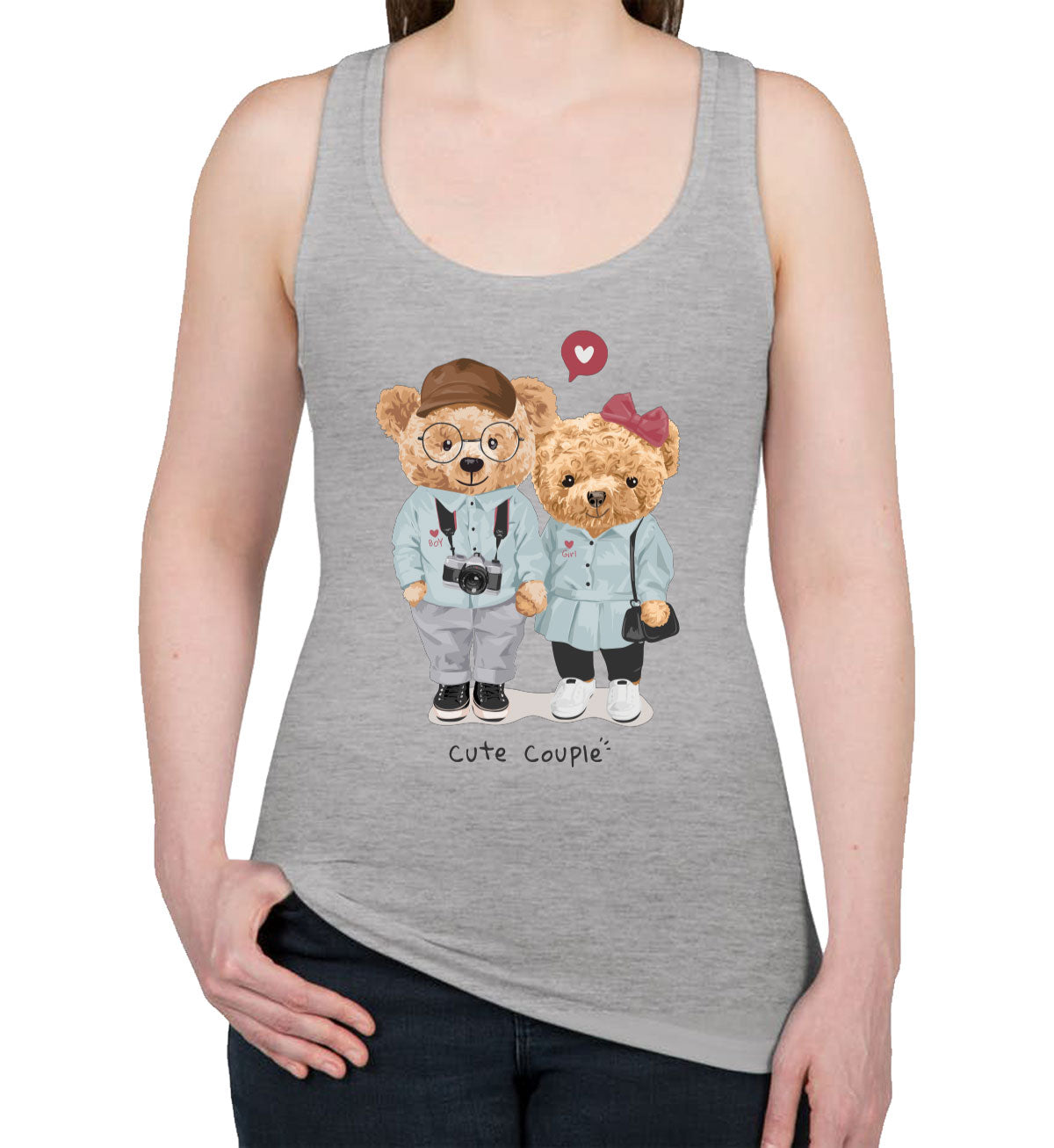 Teddy Bear Cute Couple Women's Racerback Tank Top